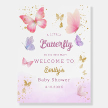 Eine kleine Butterfly-lila Girl-Baby-Dusche Willko