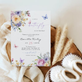 Eine kleine Butterfly Pastel Florals Babydusche Einladung