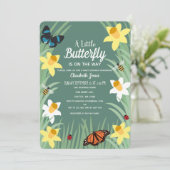 Eine kleine Butterfly Spring Baby Dusche Einladung (Stehend Vorderseite)