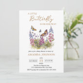 Eine kleine Butterfly-Wildblume Kinderdusche Einladung (Stehend Vorderseite)