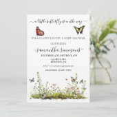 Eine kleine Butterfly-Wildblume Kinderdusche Einladung (Stehend Vorderseite)