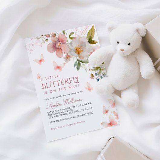 Eine kleine Butterfly-Wildblumen Kinderdusche Einladung