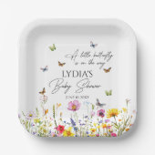 Eine kleine Butterfly-Wildblumen Kinderdusche Pappteller (Vorderseite)
