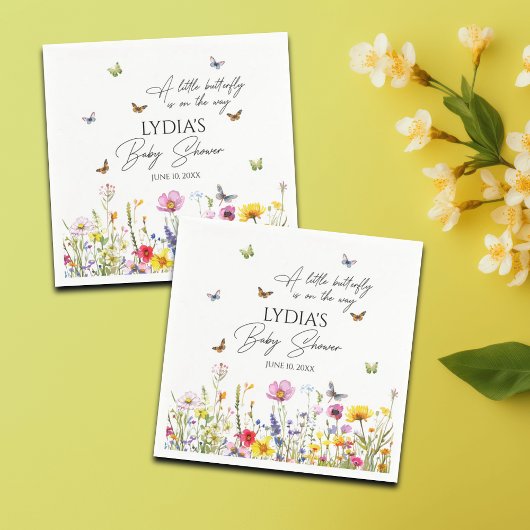 Eine kleine Butterfly-Wildblumen Kinderdusche Serviette