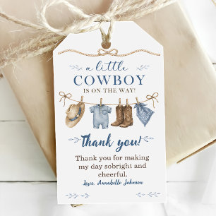 Eine kleine Cowboy-Baby-Party für einen Jungen Geschenkanhänger