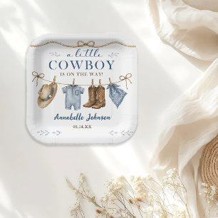 Eine kleine Cowboy-Baby-Party für einen Jungen Pappteller