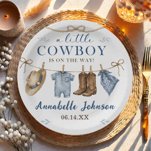Eine kleine Cowboy-Baby-Party für Jungen Pappteller