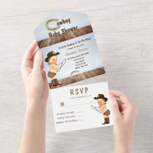 Eine kleine Cowboy-Baby-Party ist im Gange All In One Einladung