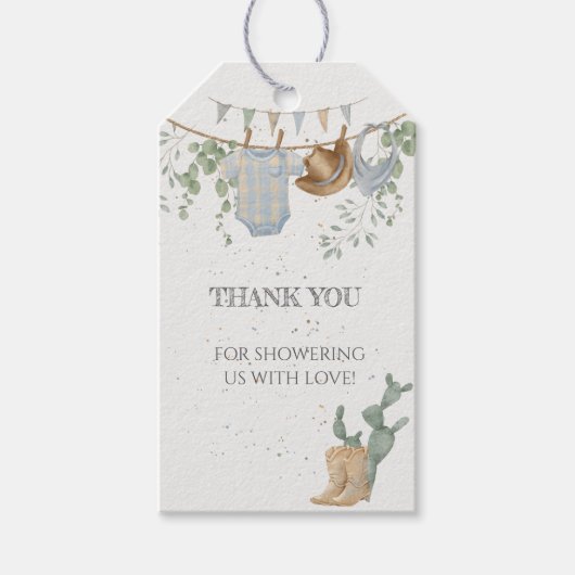 Eine kleine Cowboy-Babydusche Geschenkanhänger (Vorderseite)