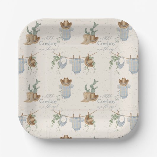 Eine kleine Cowboy-Babydusche Pappteller (Vorderseite)