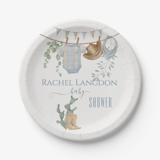 Eine kleine Cowboy-Babydusche Pappteller (Vorderseite)