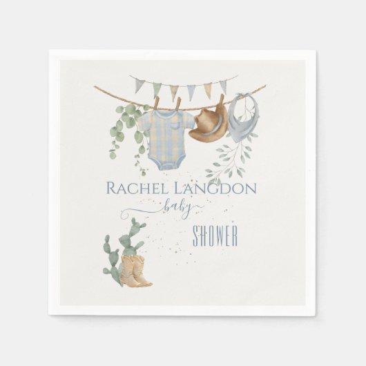 Eine kleine Cowboy-Babydusche Serviette (Vorderseite)