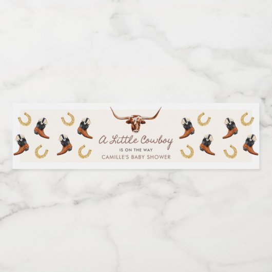 Eine kleine Cowboy-Babydusche Wasserflaschenetikett (Einzelnes Label)