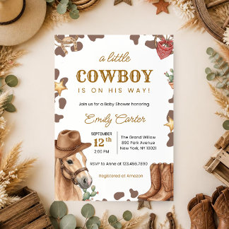 Eine kleine Cowboy ist auf dem Weg Baby Shower Einladung