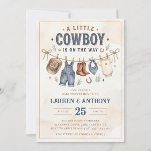 Eine kleine Cowboy ist auf dem Weg Junge Baby-Part Einladung