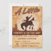 Eine kleine Cowboy-Western-Kinderdusche Einladung (Vorderseite)