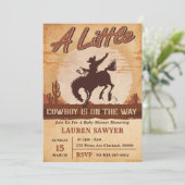 Eine kleine Cowboy-Western-Kinderdusche Einladung (Stehend Vorderseite)