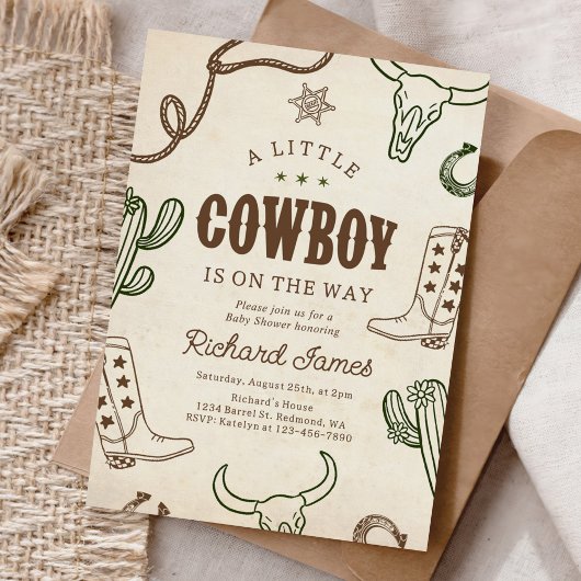 Eine kleine Cowboy-Western-Kinderdusche Einladung