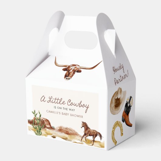 Eine kleine Cowboy-Western-Kinderdusche Geschenkschachtel (Vorderseite)