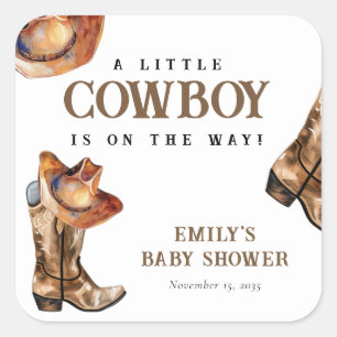 Eine kleine Cowboy-Western-Kinderdusche Quadratischer Aufkleber