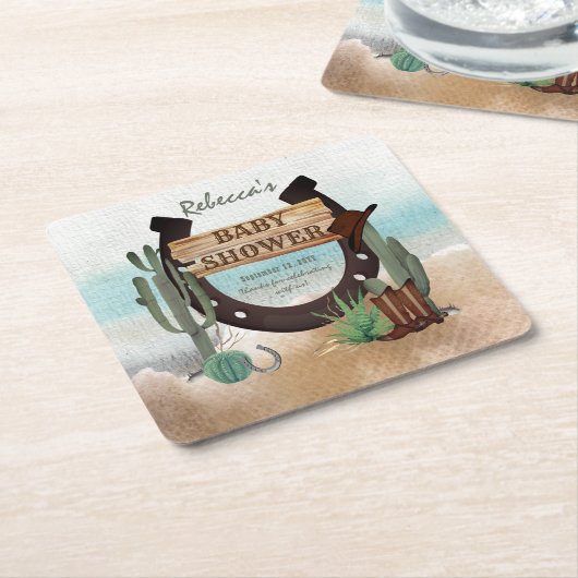 Eine kleine Cowboy-Western-Kinderdusche Rechteckiger Pappuntersetzer (angewinkelt)