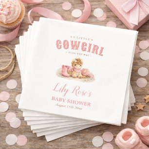 Eine kleine Cowgirl auf dem Weg Rosa Mädchen Baby- Serviette