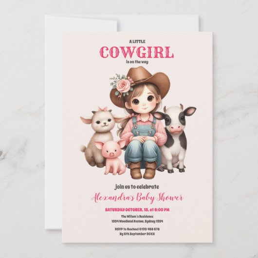 Eine kleine Cowgirl Babydusche Einladung (Vorderseite)