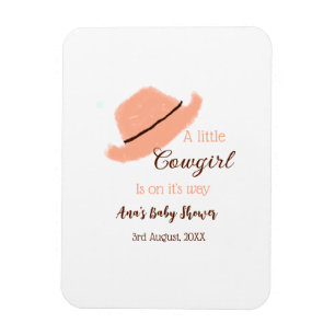 Eine kleine Cowgirl ist auf dem Weg orange Babypar Magnet
