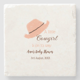 Eine kleine Cowgirl ist auf dem Weg orange Babypar Steinuntersetzer