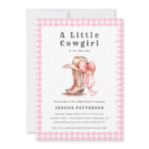 Eine kleine Cowgirl Pink Baby Dusche Einladung
