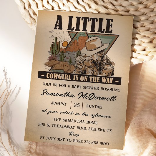 Eine kleine Cowgirl Western Girl Babydusche Einladung