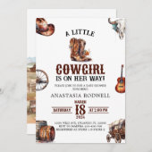 Eine kleine Cowgirl Wild West Girl Baby Dusche Einladung (Vorne/Hinten)
