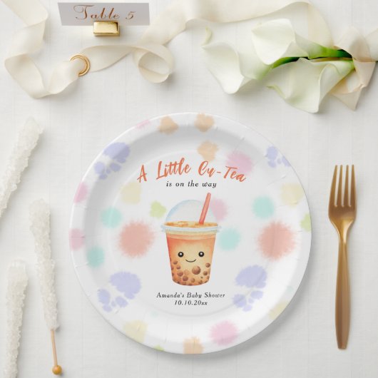 Eine kleine Cu-Tea-Bubble-Tea-Baby-Party Pappteller (Hochzeit)