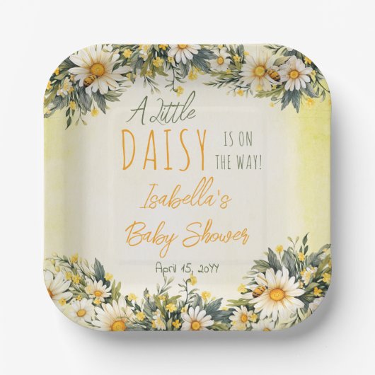 Eine kleine Daisy ist auf dem Weg zur Blumendusche Pappteller (Vorderseite)