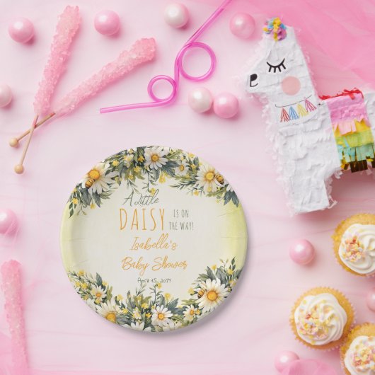 Eine kleine Daisy ist auf dem Weg zur Blumendusche Pappteller (Party)