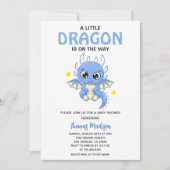 Eine kleine Dragon Niedlich Blue Baby Boy Dusche Einladung (Vorderseite)