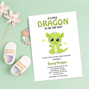 Eine kleine Dragon Niedlich Green Baby Boy Dusche Einladung