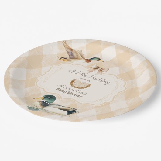 Eine kleine Duckling Baby Dusche Pappteller (Schrägansicht)