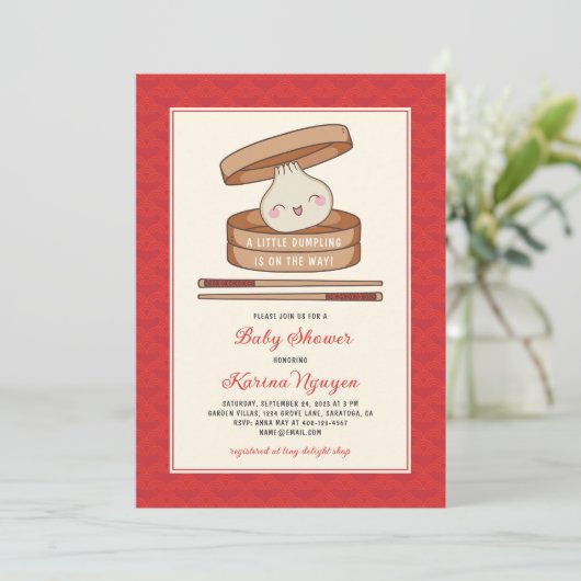 Eine kleine duftende Babydusche Einladung (Stehend Vorderseite)