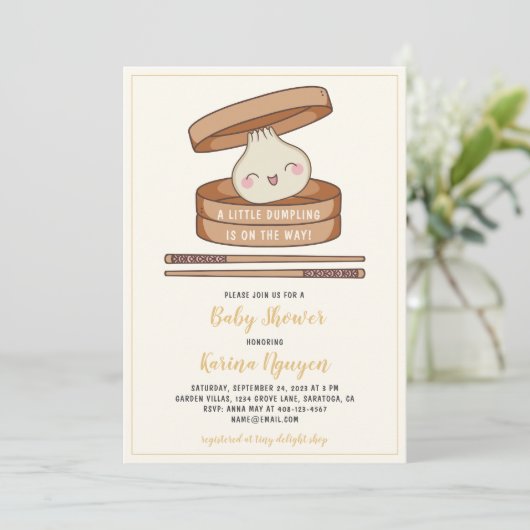 Eine kleine duftende Babydusche Einladung (Stehend Vorderseite)