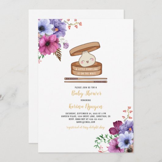 Eine kleine duftende Blumendusche Einladung (Vorne/Hinten)