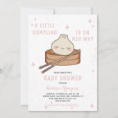 Eine kleine Dumpling ist auf dem Weg zur Babydusch Einladung (Vorderseite)