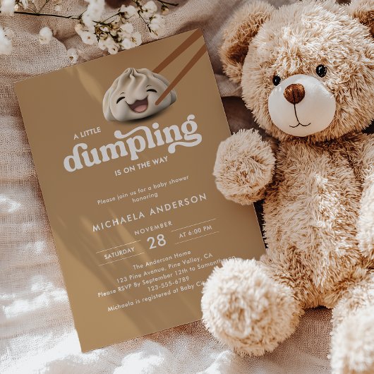 Eine kleine Dumpling ist auf dem Weg zur Babydusch Einladung