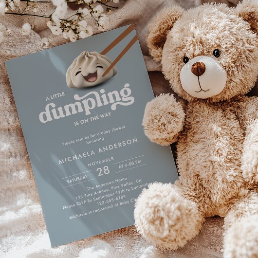 Eine kleine Dumpling ist auf dem Weg zur Babydusch Einladung