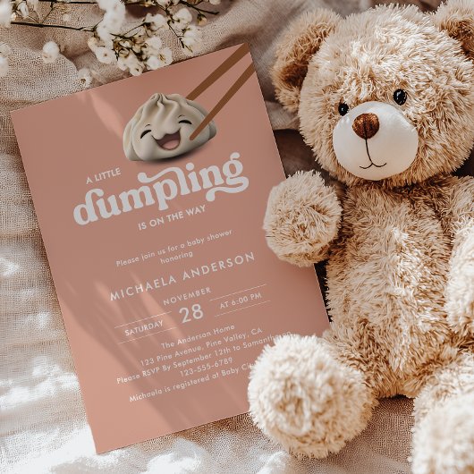 Eine kleine Dumpling ist auf dem Weg zur Babydusch Einladung
