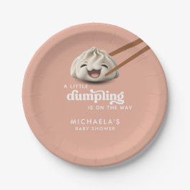 Eine kleine Dumpling ist auf dem Weg zur Babydusch Pappteller