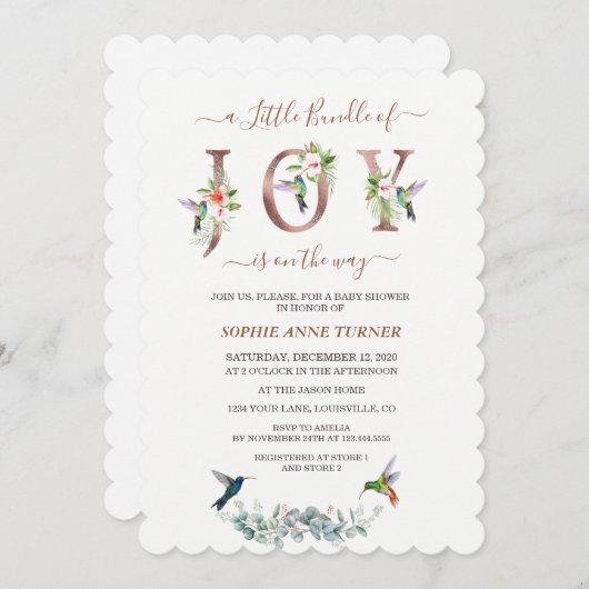 Eine kleine Dusche aus Joy Pink Hibiskus Einladung (Vorne/Hinten)