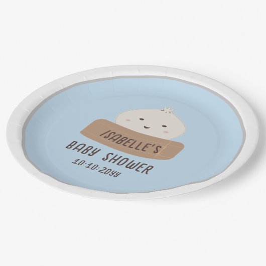 Eine kleine Dusche ist unterwegs Pappteller (Schrägansicht)