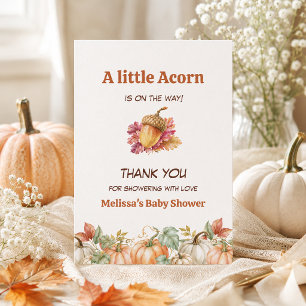 Eine kleine Eichel Herbst Baby Shower Dankeskarte