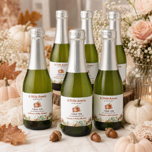 Eine kleine Eichel Herbst Baby Shower Schaumweinetikett
